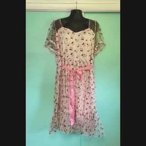 Hot Topic Cherry Glitter Mesh Dress Plus Size